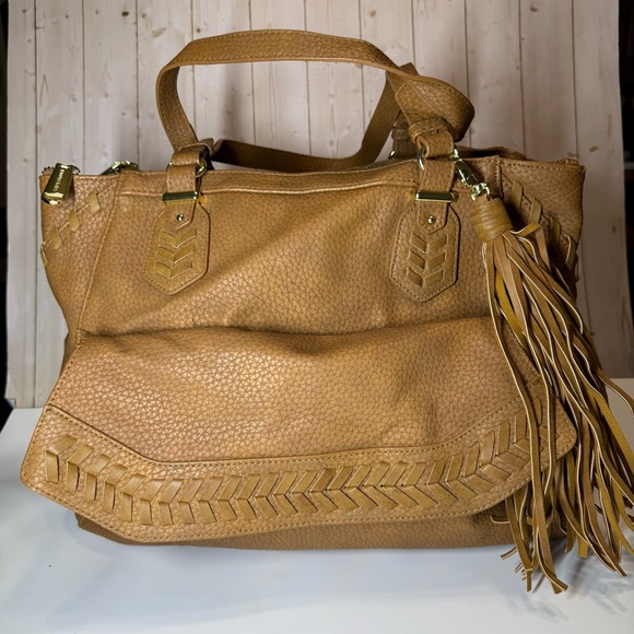 Steve Madden Handbags - Steve Madden Large Tan Shoulder Bag with Tassel
